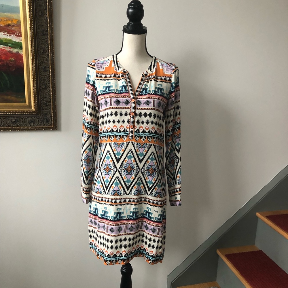 New Hale Bob half button shirt dress Aztec print